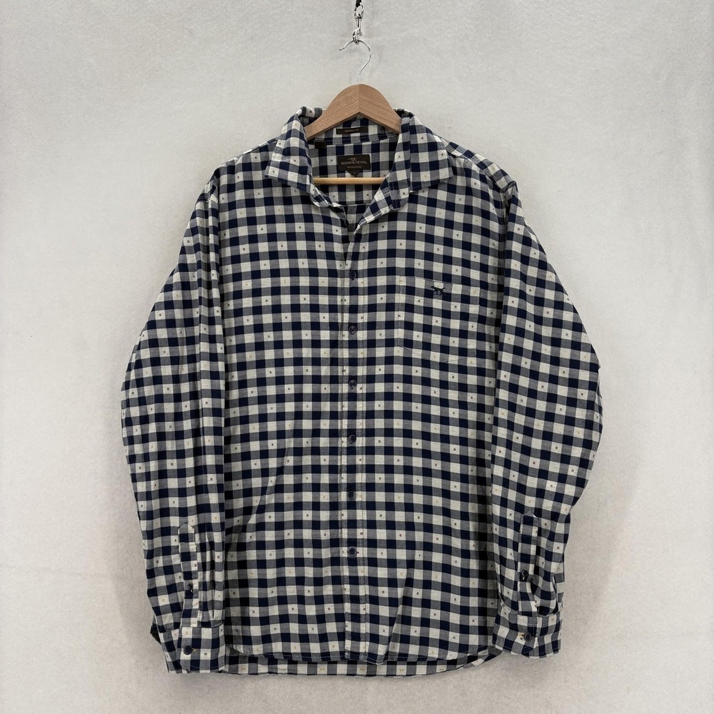 Rodd & Gunn Shirt Mens Large Blue Check Long Sleeve Button Up Original Fit Italy